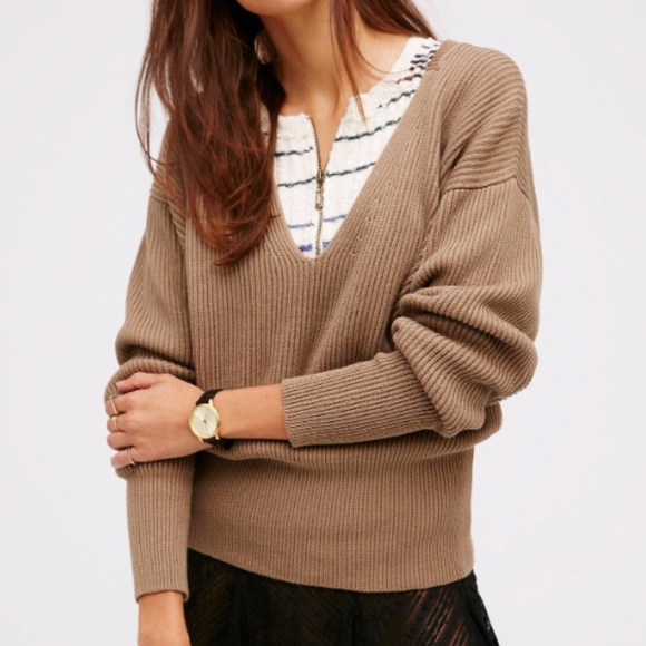 Free People Sweaters - Free People Ribbed Allure Sweater Brown Top XS H16